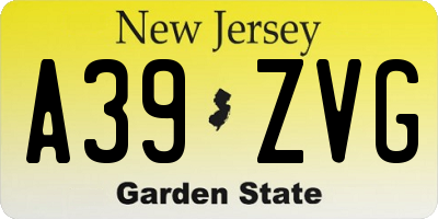 NJ license plate A39ZVG