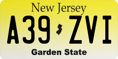 NJ license plate A39ZVI