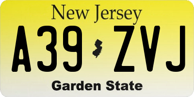 NJ license plate A39ZVJ