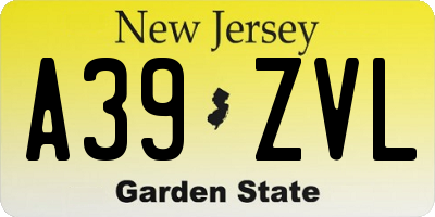 NJ license plate A39ZVL