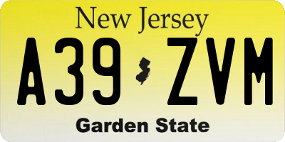 NJ license plate A39ZVM