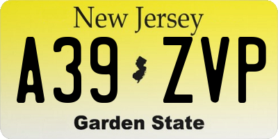 NJ license plate A39ZVP