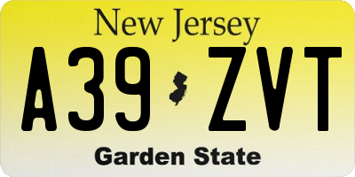 NJ license plate A39ZVT
