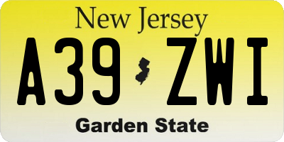 NJ license plate A39ZWI