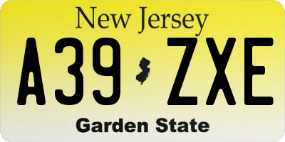 NJ license plate A39ZXE