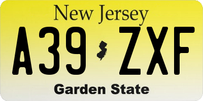NJ license plate A39ZXF