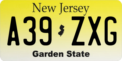 NJ license plate A39ZXG
