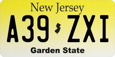 NJ license plate A39ZXI