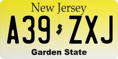NJ license plate A39ZXJ