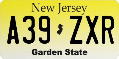 NJ license plate A39ZXR