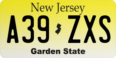 NJ license plate A39ZXS