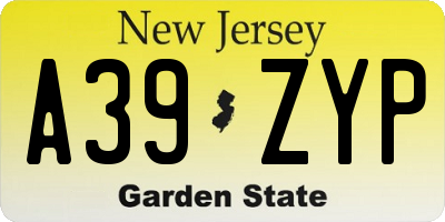 NJ license plate A39ZYP