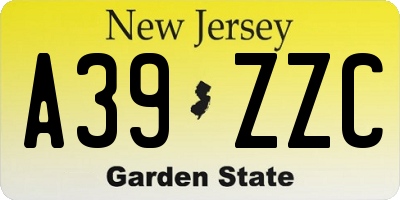 NJ license plate A39ZZC