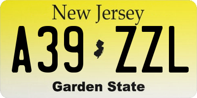 NJ license plate A39ZZL