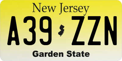 NJ license plate A39ZZN