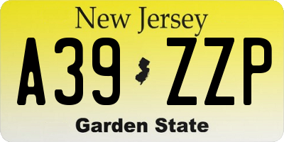 NJ license plate A39ZZP