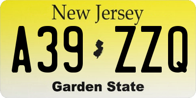 NJ license plate A39ZZQ