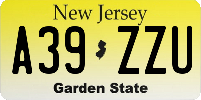 NJ license plate A39ZZU