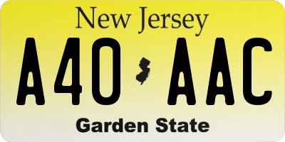 NJ license plate A40AAC