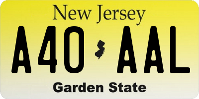 NJ license plate A40AAL