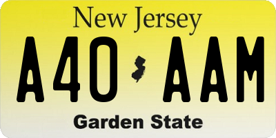 NJ license plate A40AAM