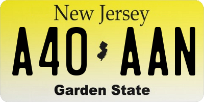 NJ license plate A40AAN