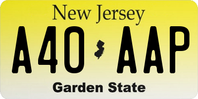 NJ license plate A40AAP
