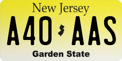 NJ license plate A40AAS