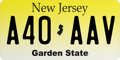 NJ license plate A40AAV