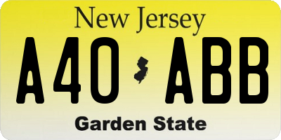 NJ license plate A40ABB