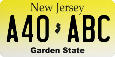 NJ license plate A40ABC