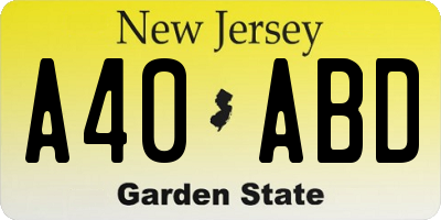 NJ license plate A40ABD