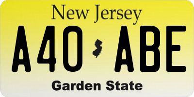 NJ license plate A40ABE