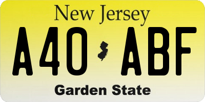 NJ license plate A40ABF