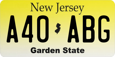 NJ license plate A40ABG
