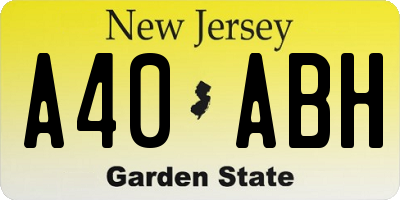NJ license plate A40ABH