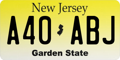 NJ license plate A40ABJ