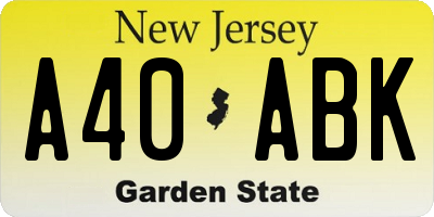 NJ license plate A40ABK
