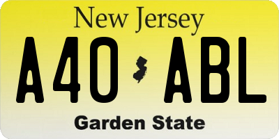 NJ license plate A40ABL