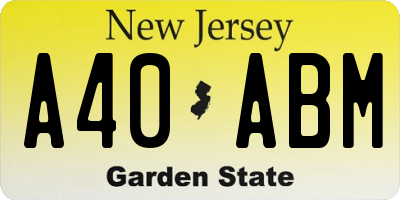 NJ license plate A40ABM