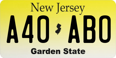 NJ license plate A40ABO