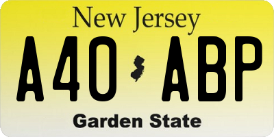 NJ license plate A40ABP