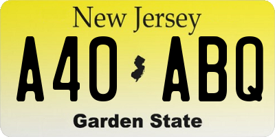 NJ license plate A40ABQ