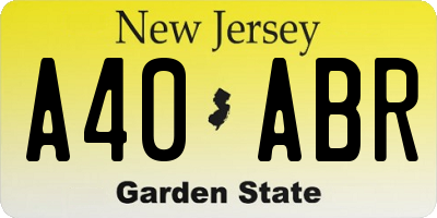 NJ license plate A40ABR