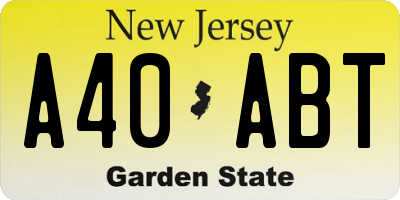NJ license plate A40ABT