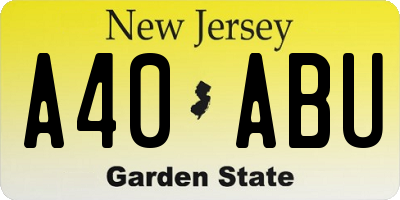 NJ license plate A40ABU