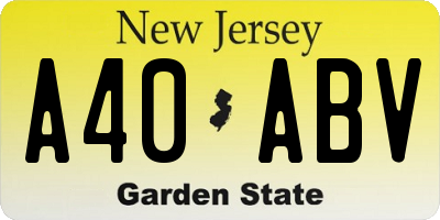 NJ license plate A40ABV
