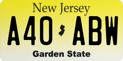 NJ license plate A40ABW