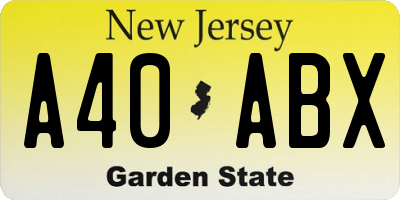 NJ license plate A40ABX