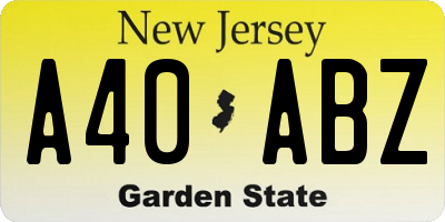 NJ license plate A40ABZ